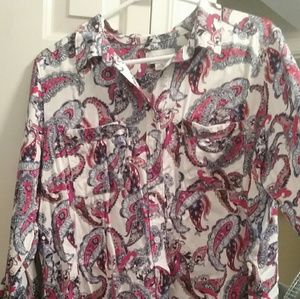 Liz Claiborne paisley button up blouse